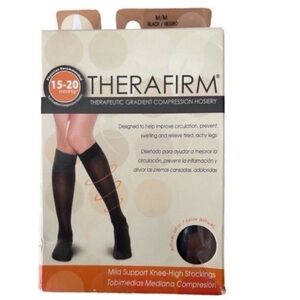 NEW Therafirm Compression Therapeutic Knee high Trouser Stockings Black Size M